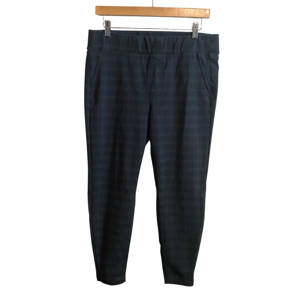 Liverpool Midrise Navy Plaid Pull On Stretch Ponte Pants Size Petite 12/31